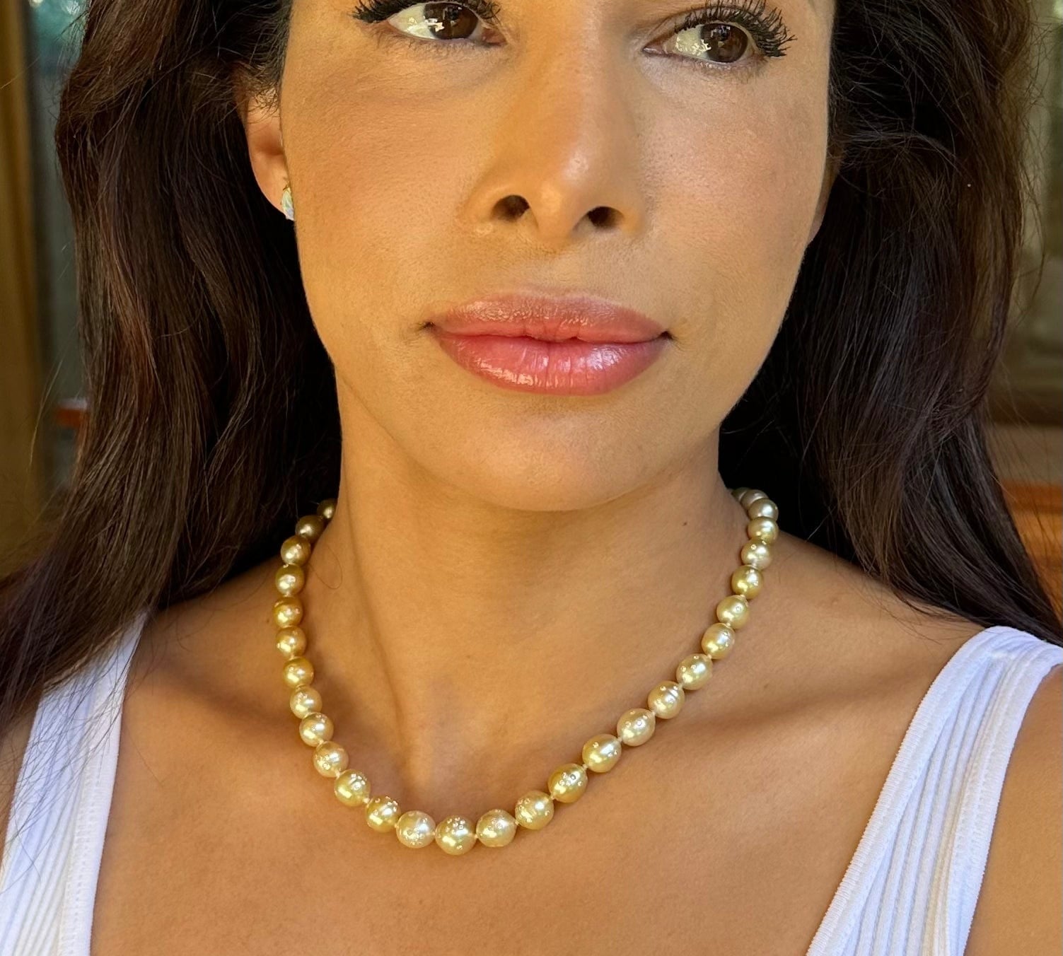 Necklaces South Sea Pearl Necklace with Diamonds