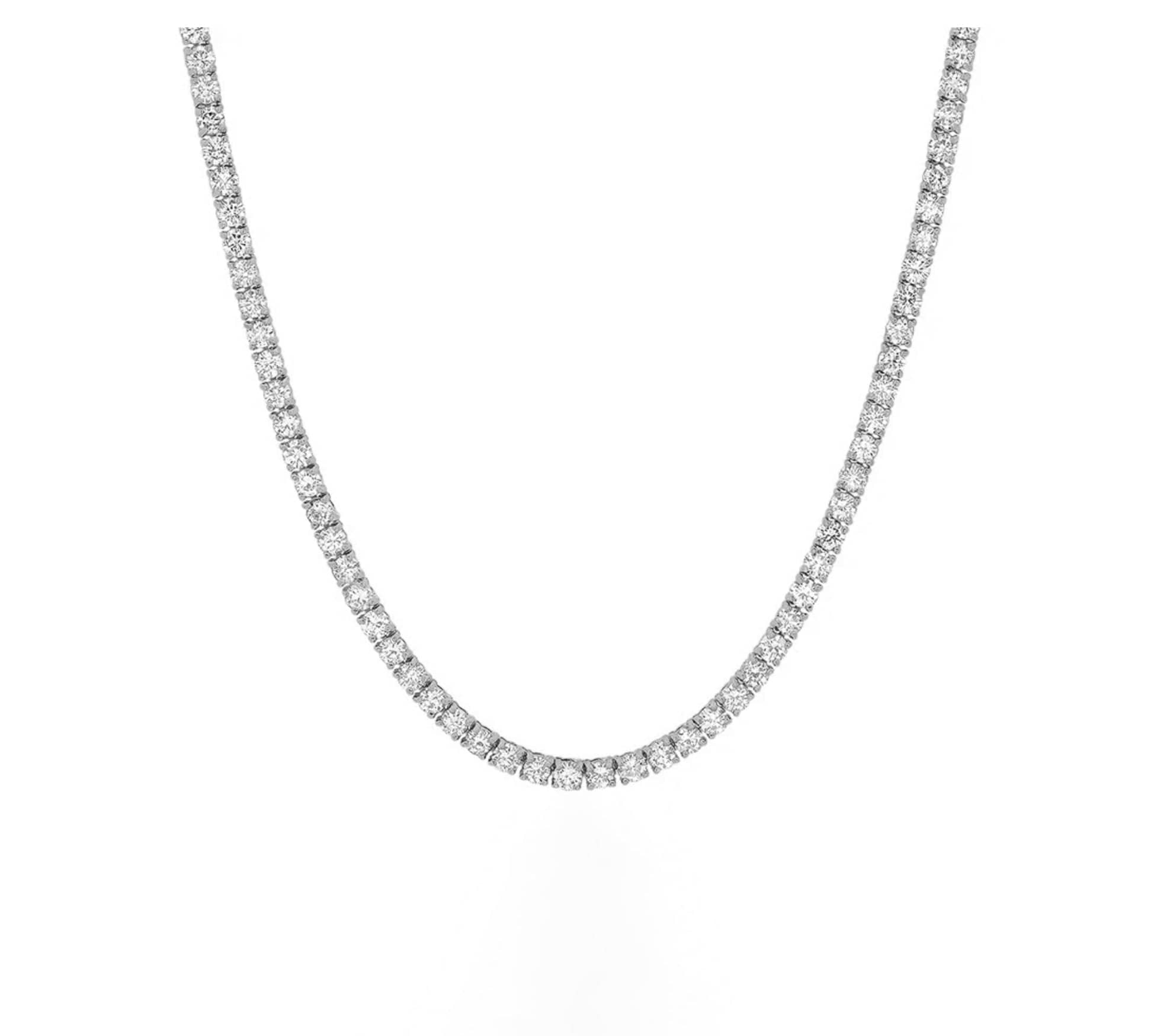 Necklaces White Gold / 14K 14K & 18K Gold Round Brilliant Diamond Necklace, Lab Grown, 4 Prong