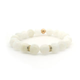 Necklaces White Moonstone Beaded Bracelet, 2 Full Large Diamond Roundels