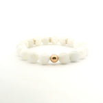 Necklaces White Moonstone Beaded Bracelet, 3 Full Large Diamond Roundels