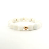 Necklaces White Moonstone Beaded Bracelet, 3 Full Large Diamond Roundels