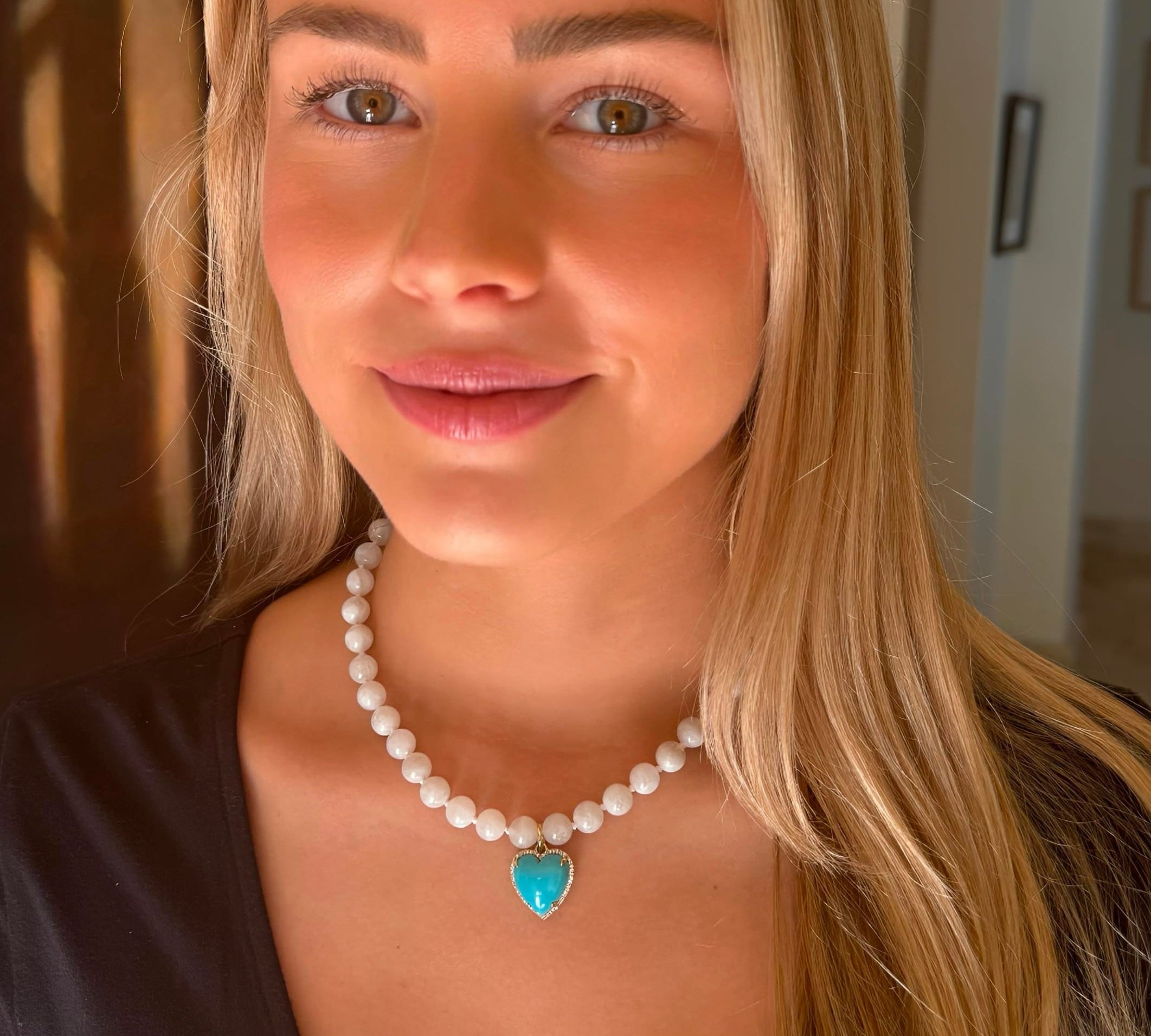 Necklaces White Moonstone Beaded Necklace