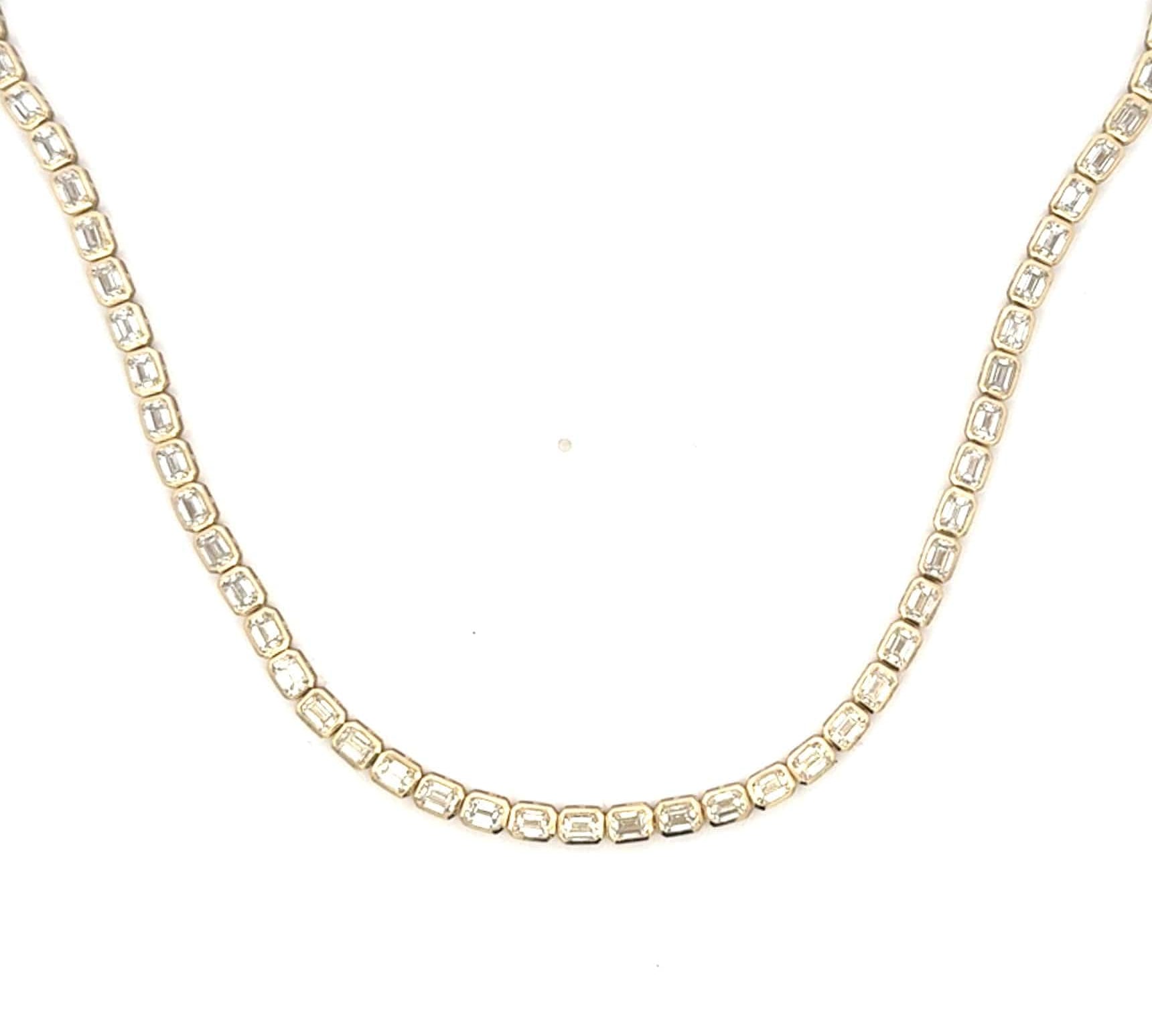 Necklaces Yellow Gold / 14K 14K & 18K Gold Bezel Set East West Emerald Cut Diamond Necklace
