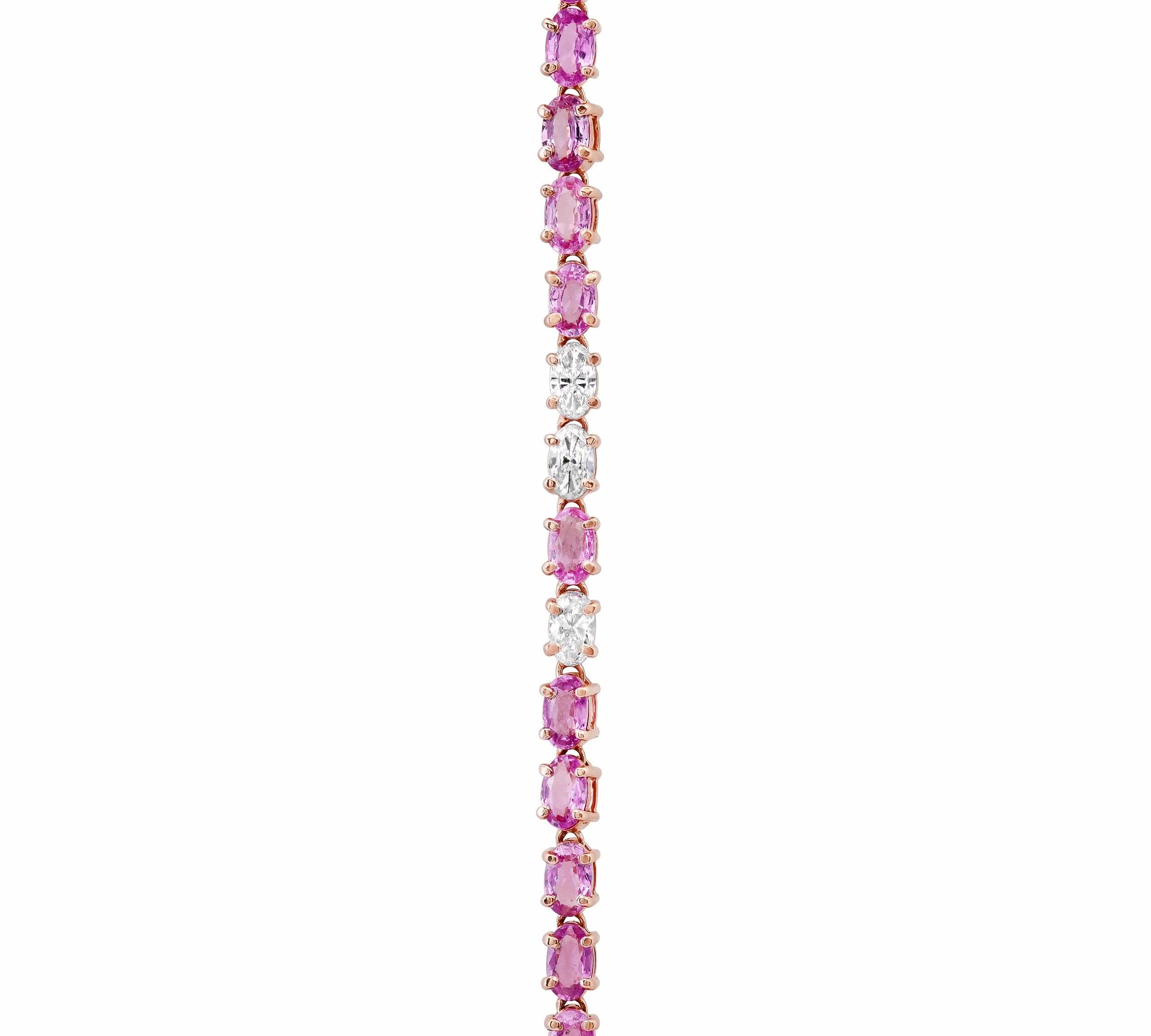 Necklaces Yellow Gold / 14K 14K & 18K Gold East West Oval Cut Pink Sapphire & Diamond Necklace & Bracelet