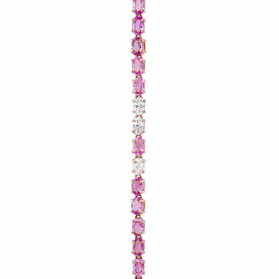 Necklaces Yellow Gold / 14K 14K & 18K Gold East West Oval Cut Pink Sapphire & Diamond Necklace & Bracelet