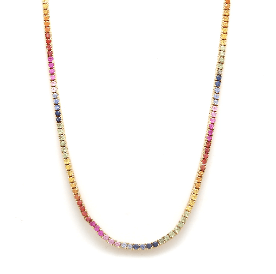 Necklaces Yellow Gold / 14K 14K & 18K Gold Rainbow Sapphire Diamond Tennis Necklace