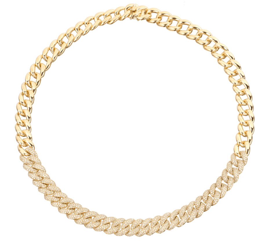 14K Gold Micro-Pave Diamond Cuban Link Necklace