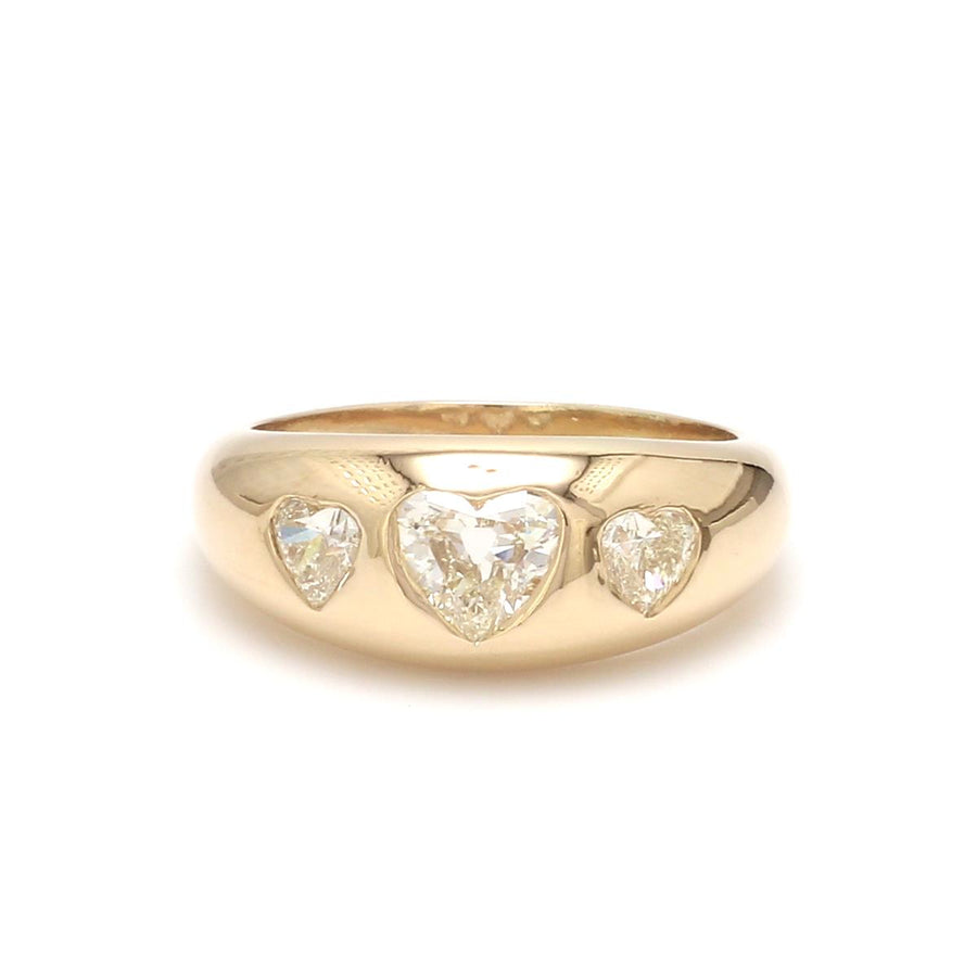 14K & 18K Gold Heart Diamond Dome Ring