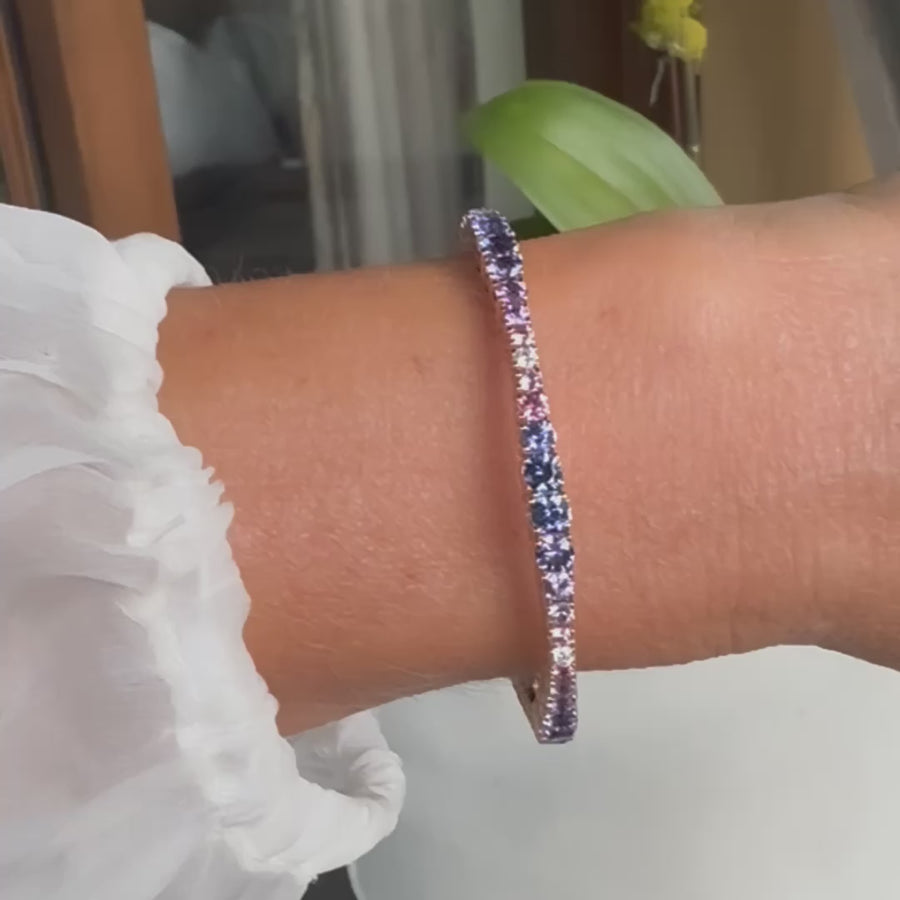 Stretch & Stack Diamond, Purple and Lavender Sapphire Ombre Tennis Bracelet