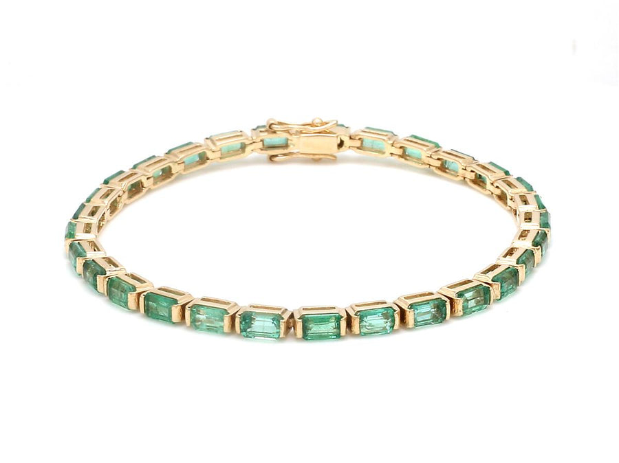 14K & 18K Gold Emerald Baguette Tennis Bracelet, East West