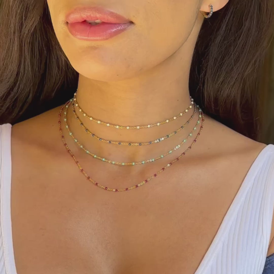 Turquoise Enamel Bead Necklace