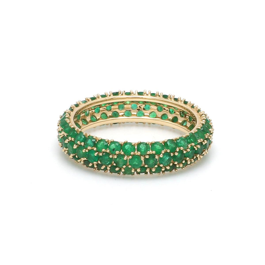 14K or 18K Gold Pave Emerald Eternity Band