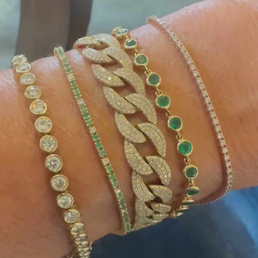 14K & 18K Gold Emerald Bezel Link Bracelet