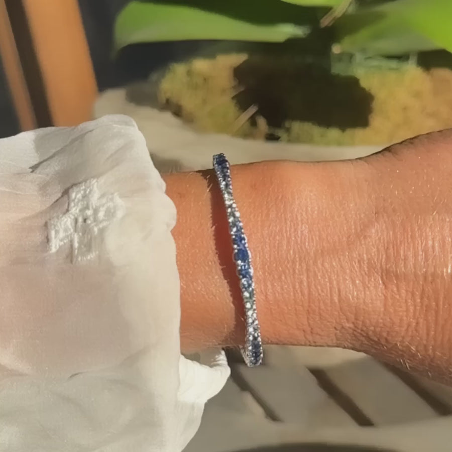 Stretch & Stack Blue Sapphire and Diamond Ombre Tennis Bracelet
