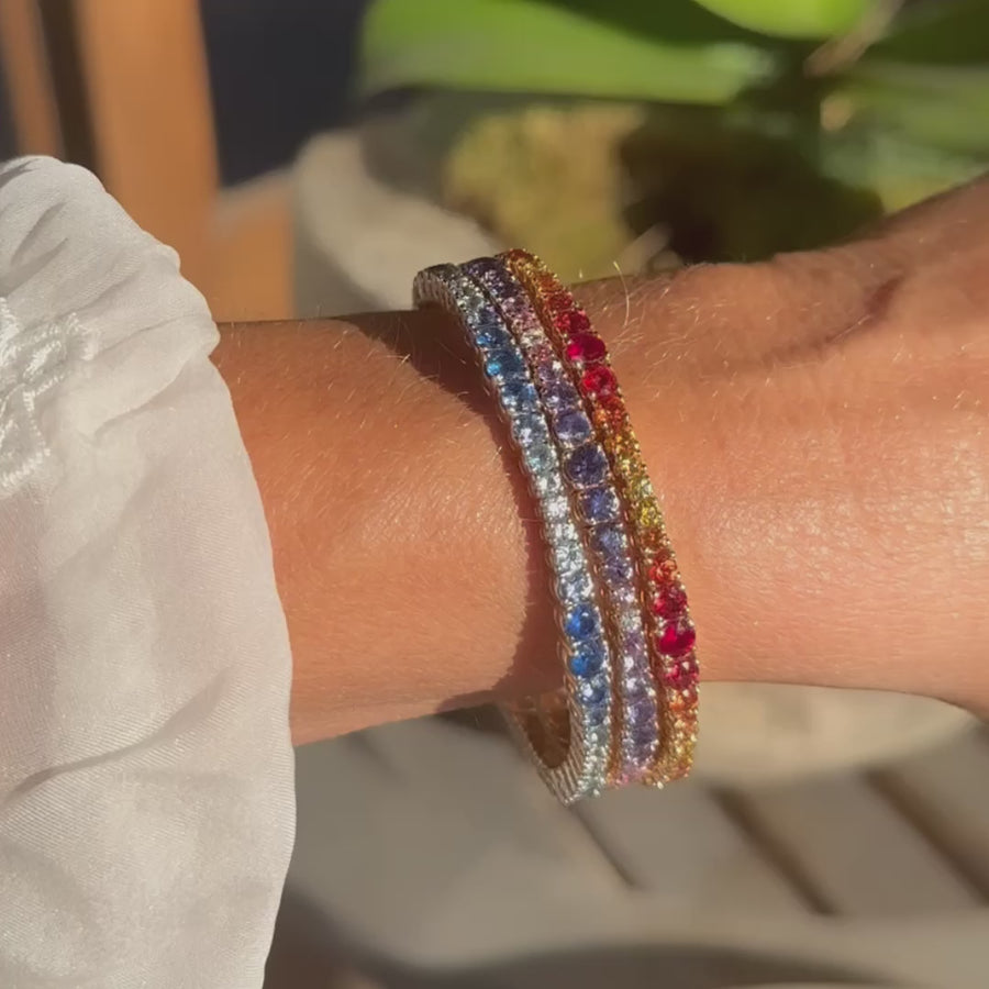 Stretch & Stack Diamond, Purple and Lavender Sapphire Ombre Tennis Bracelet