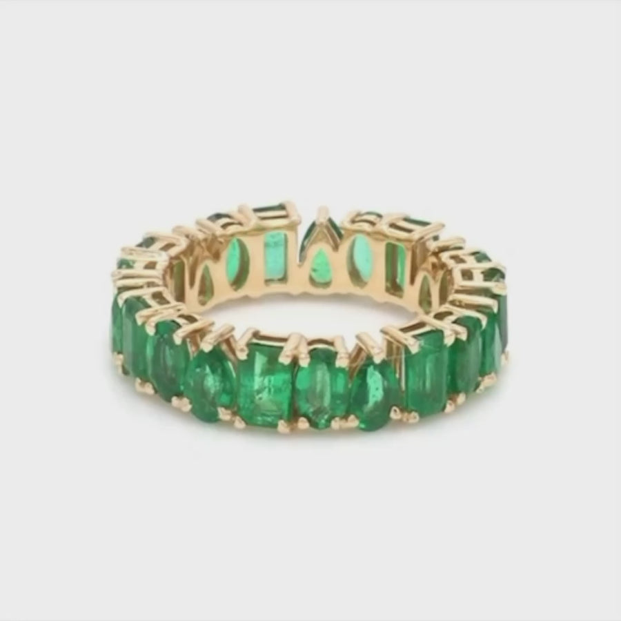 14K or 18K Gold Emerald Multi-shape Eternity Band