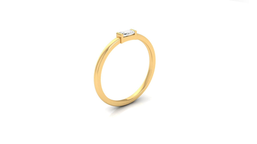 Rings 14K & 18K Gold Band with Single Diamond, Lab Grown