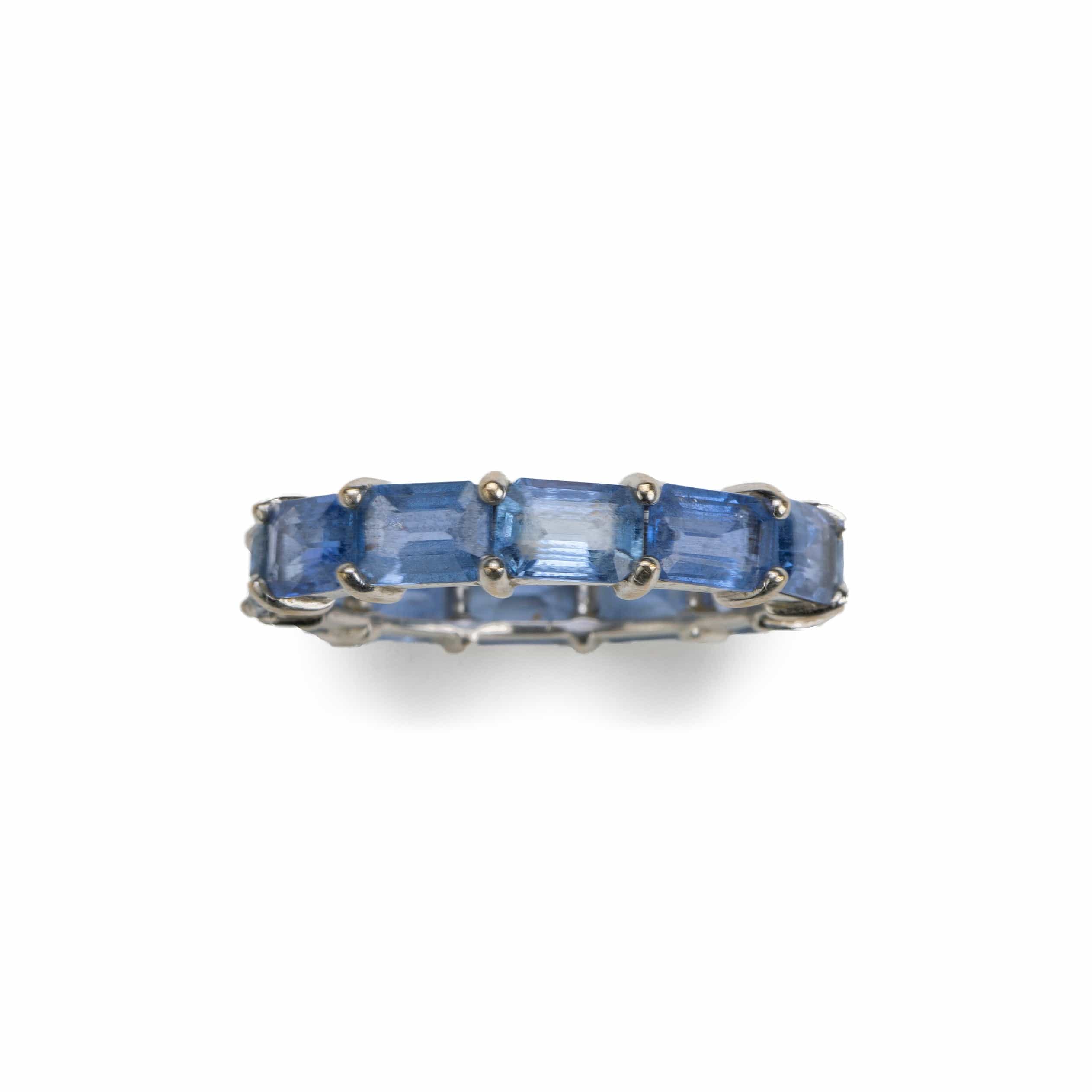 Rings 14K & 18K Gold East West Blue Sapphire Eternity Ring