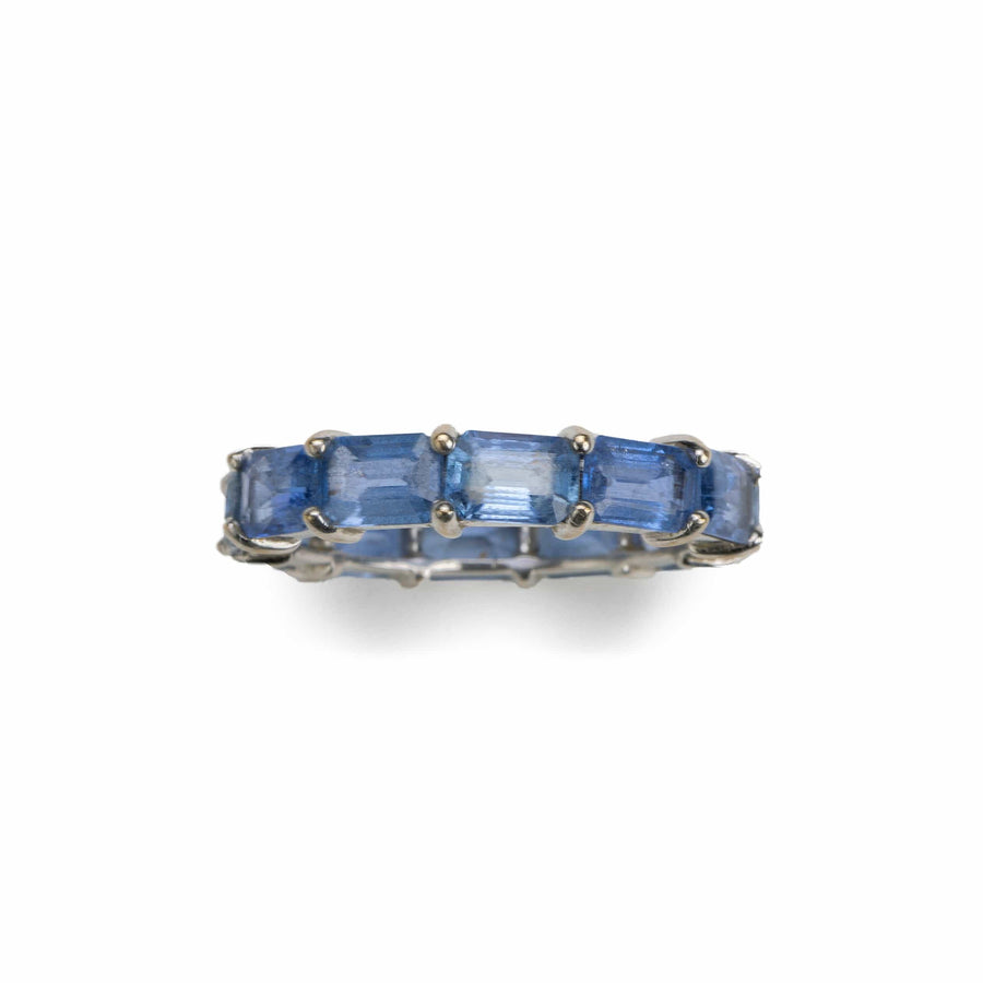 Rings 14K & 18K Gold East West Blue Sapphire Eternity Ring