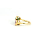 Rings 14K & 18K Gold East West Emerald and Pink Sapphire Pear Double Stone Ring