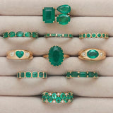 Rings 14K & 18K Gold East West Emerald Cut Emerald Eternity Ring