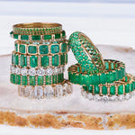Rings 14K & 18K Gold East West Emerald Cut Emerald Eternity Ring