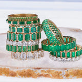 Rings 14K & 18K Gold East West Emerald Cut Emerald Eternity Ring