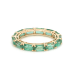 Rings 14K & 18K Gold East West Emerald Cut Emerald Eternity Ring