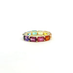 Rings 14K & 18K Gold East West Emerald Cut Rainbow Sapphire Eternity Ring