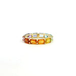 Rings 14K & 18K Gold East West Emerald Cut Rainbow Sapphire Eternity Ring