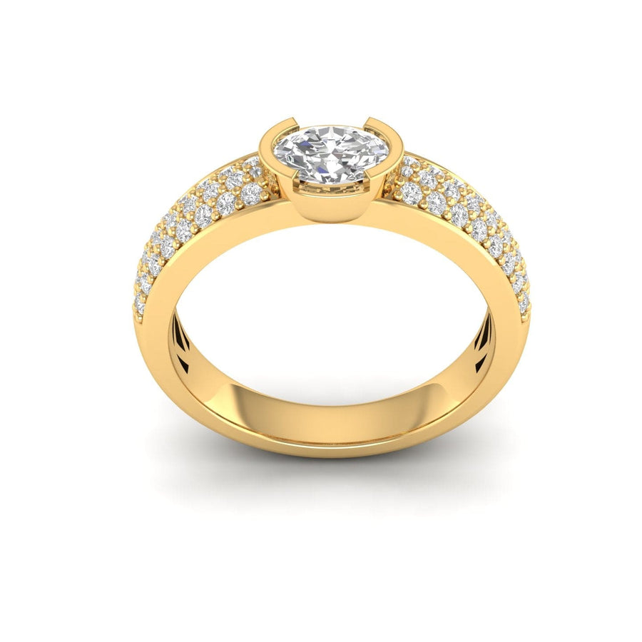 Rings 14K & 18K Gold East West Oval Diamond with Micro-Pave Diamond Ring, Lab Grown