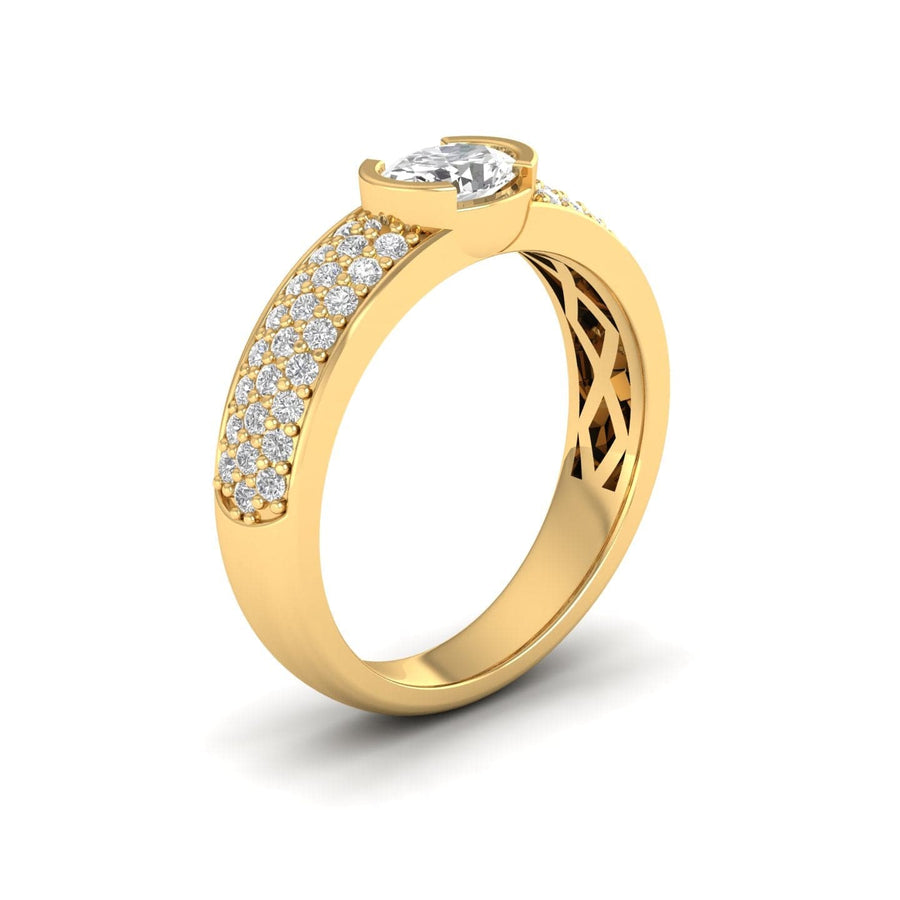 Rings 14K & 18K Gold East West Oval Diamond with Micro-Pave Diamond Ring, Lab Grown