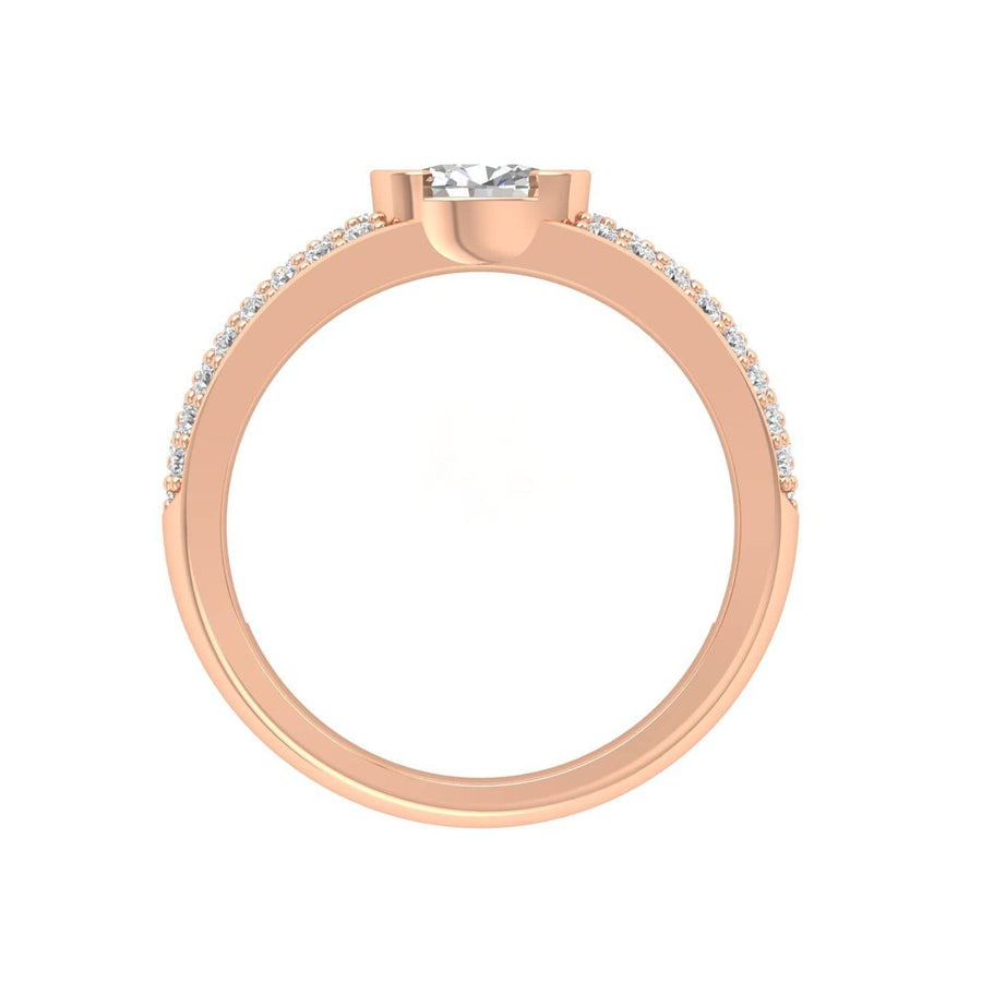 Rings 14K & 18K Gold East West Oval Diamond with Micro-Pave Diamond Ring, Lab Grown