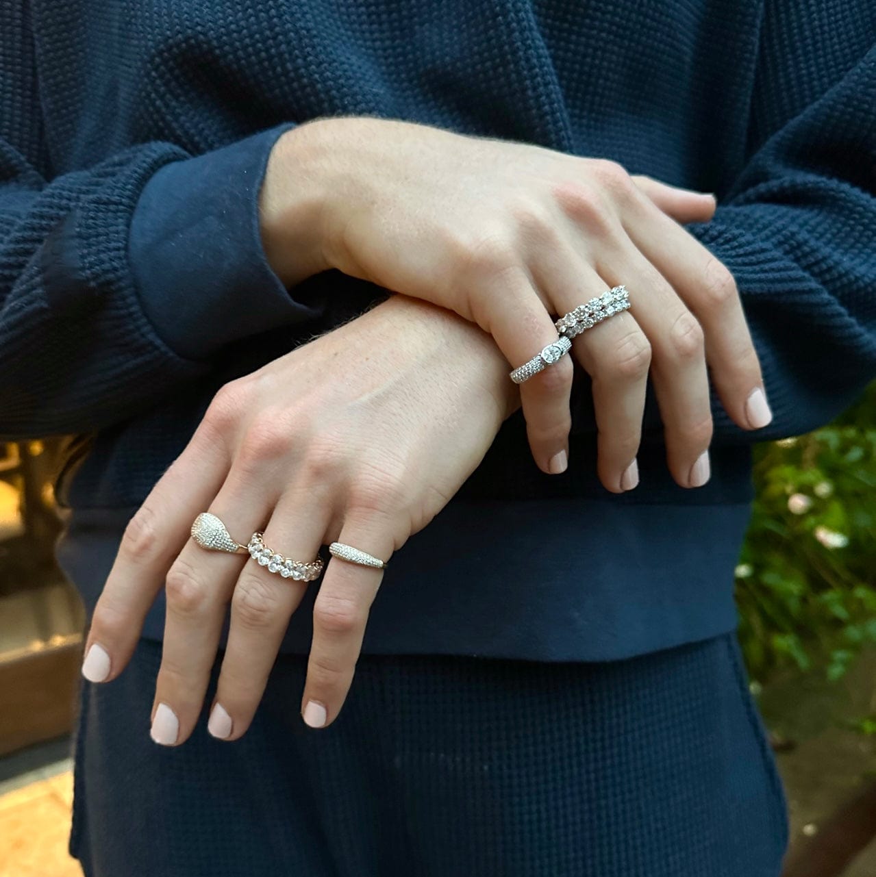 Rings 14K & 18K Gold East West Oval Diamond with Micro-Pave Diamond Ring, Lab Grown