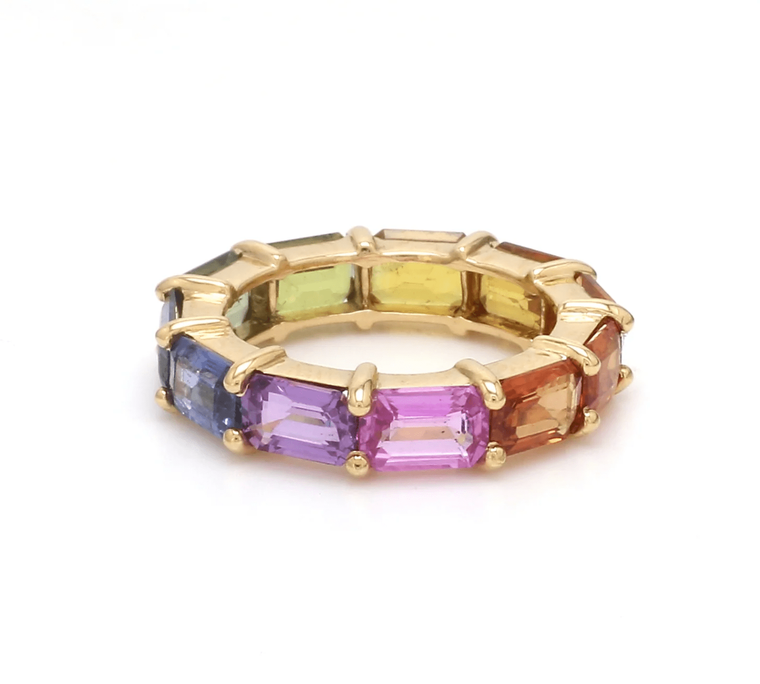 Rings 14K & 18K Gold East West Rainbow Sapphire Eternity Ring