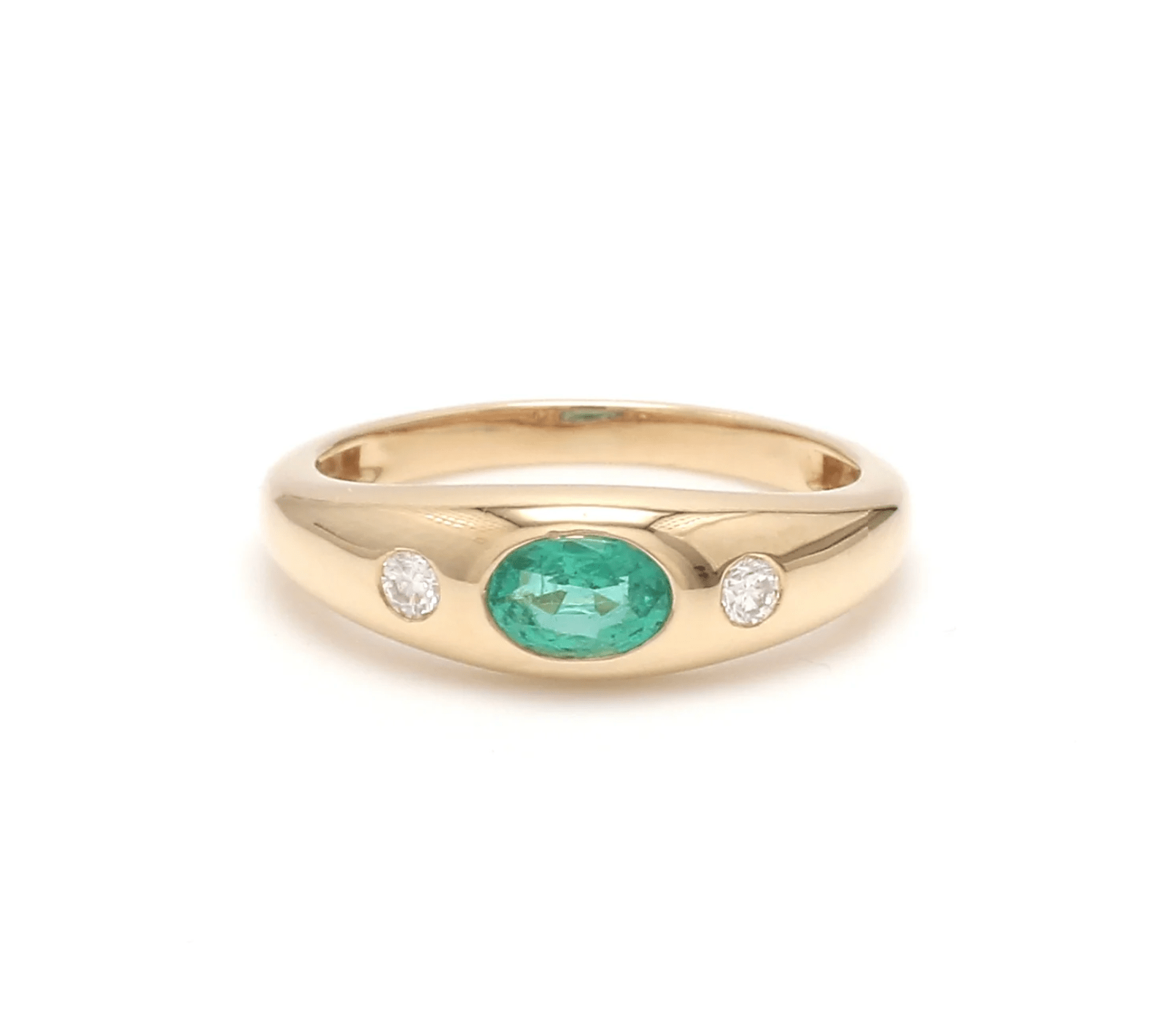 Rings 14K & 18K Gold  Emerald and Diamond Baby Dome Ring