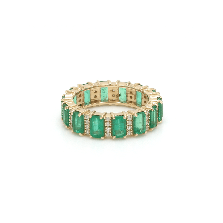 Rings 14K & 18K Gold Emerald and Diamond Eternity Band