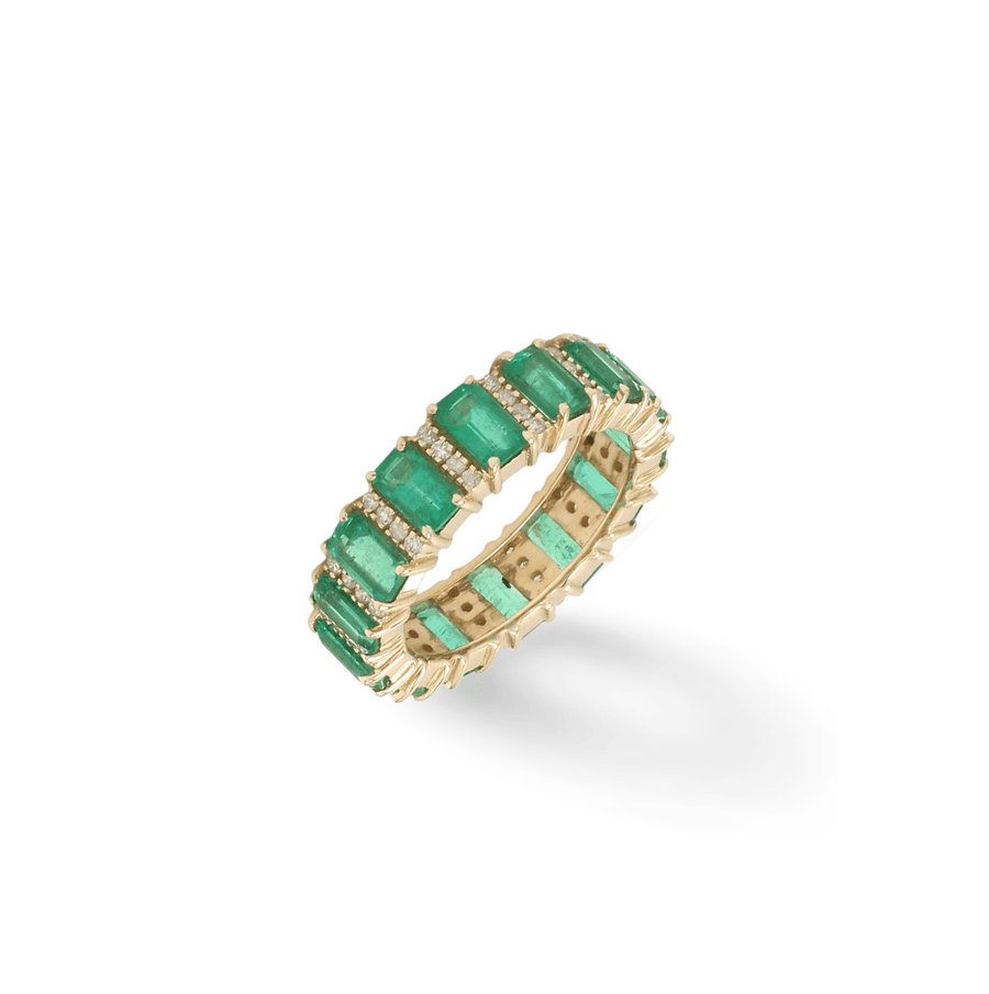 Rings 14K & 18K Gold Emerald and Diamond Eternity Band