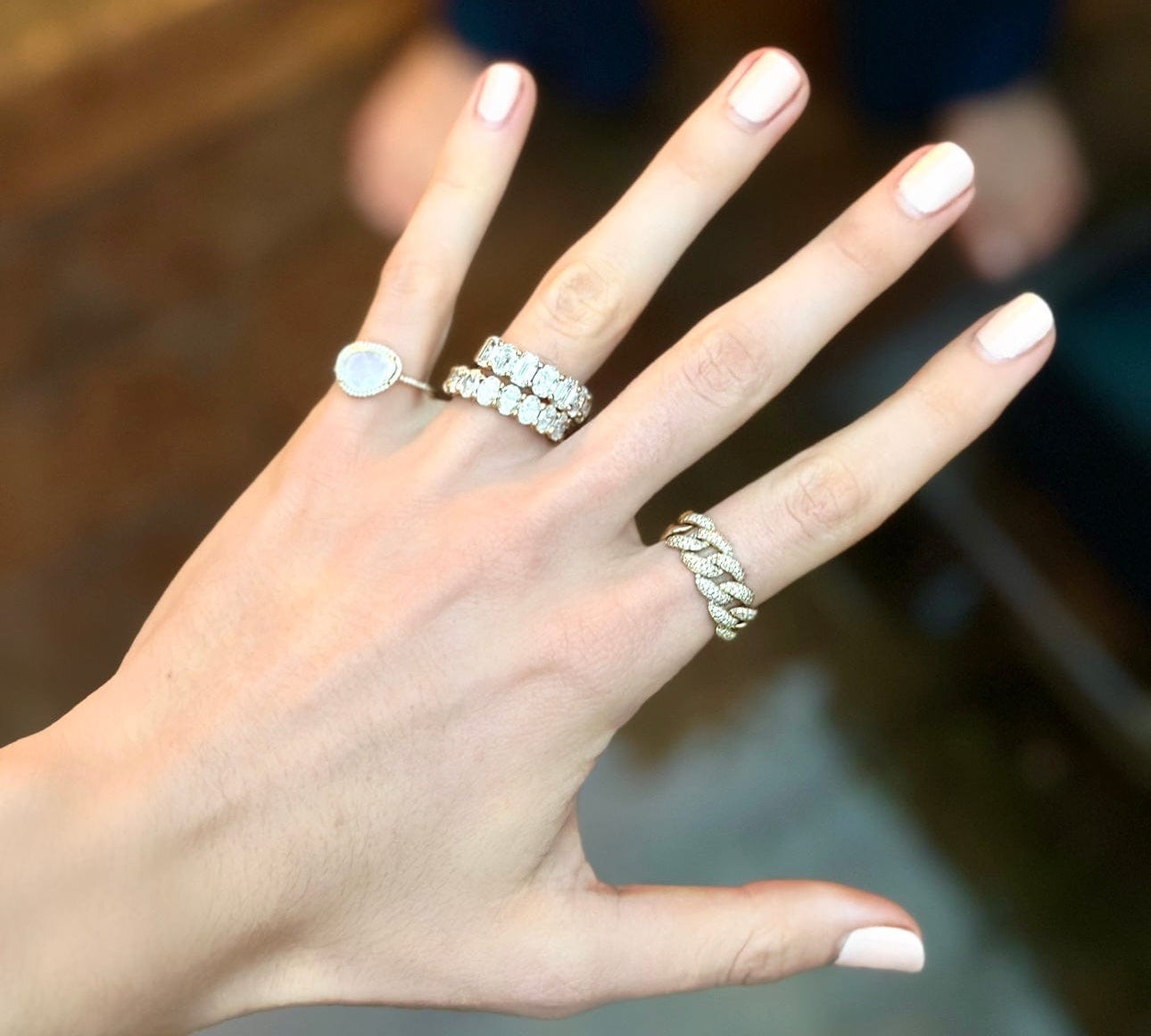 Rings 14K & 18K Gold Emerald and Oval Diamond Eternity Ring, Lab Grown