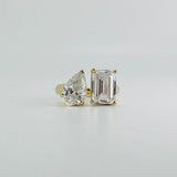 Rings 14K & 18K Gold Emerald Cut and Pear Cut Double Diamond Ring, Lab Grown