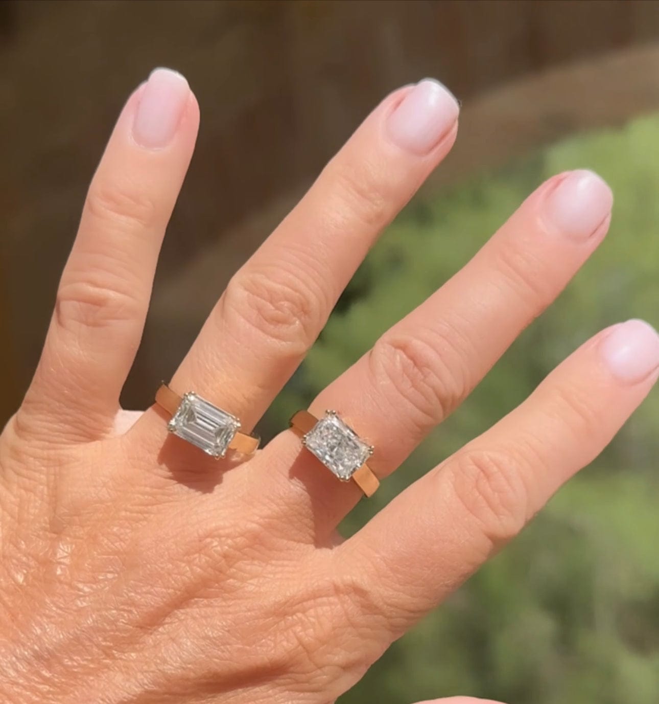 Rings 14K & 18K Gold Emerald Cut East West Diamond Ring, Lab Grown