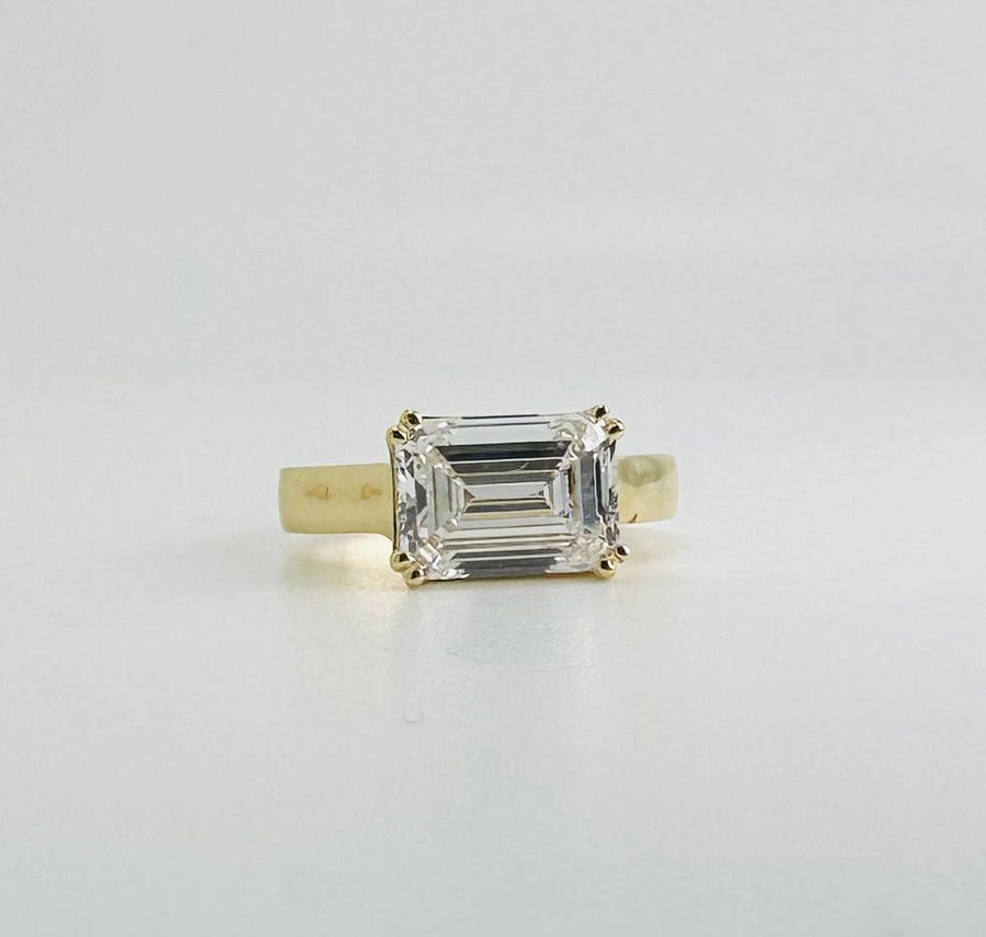 Rings 14K & 18K Gold Emerald Cut East West Diamond Ring, Lab Grown