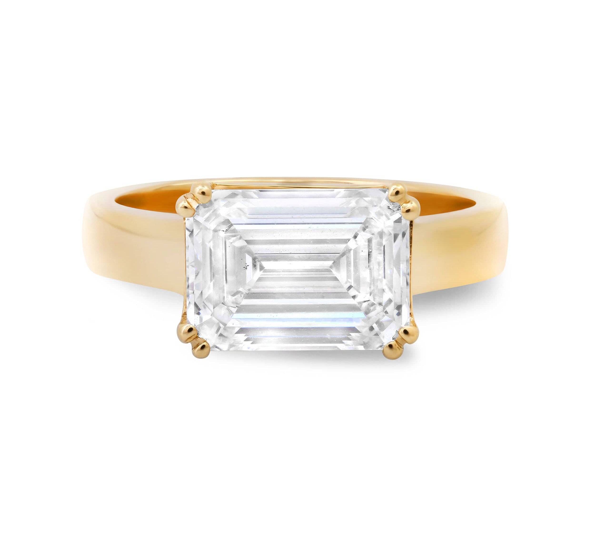 Rings 14K & 18K Gold Emerald Cut East West Diamond Ring, Lab Grown