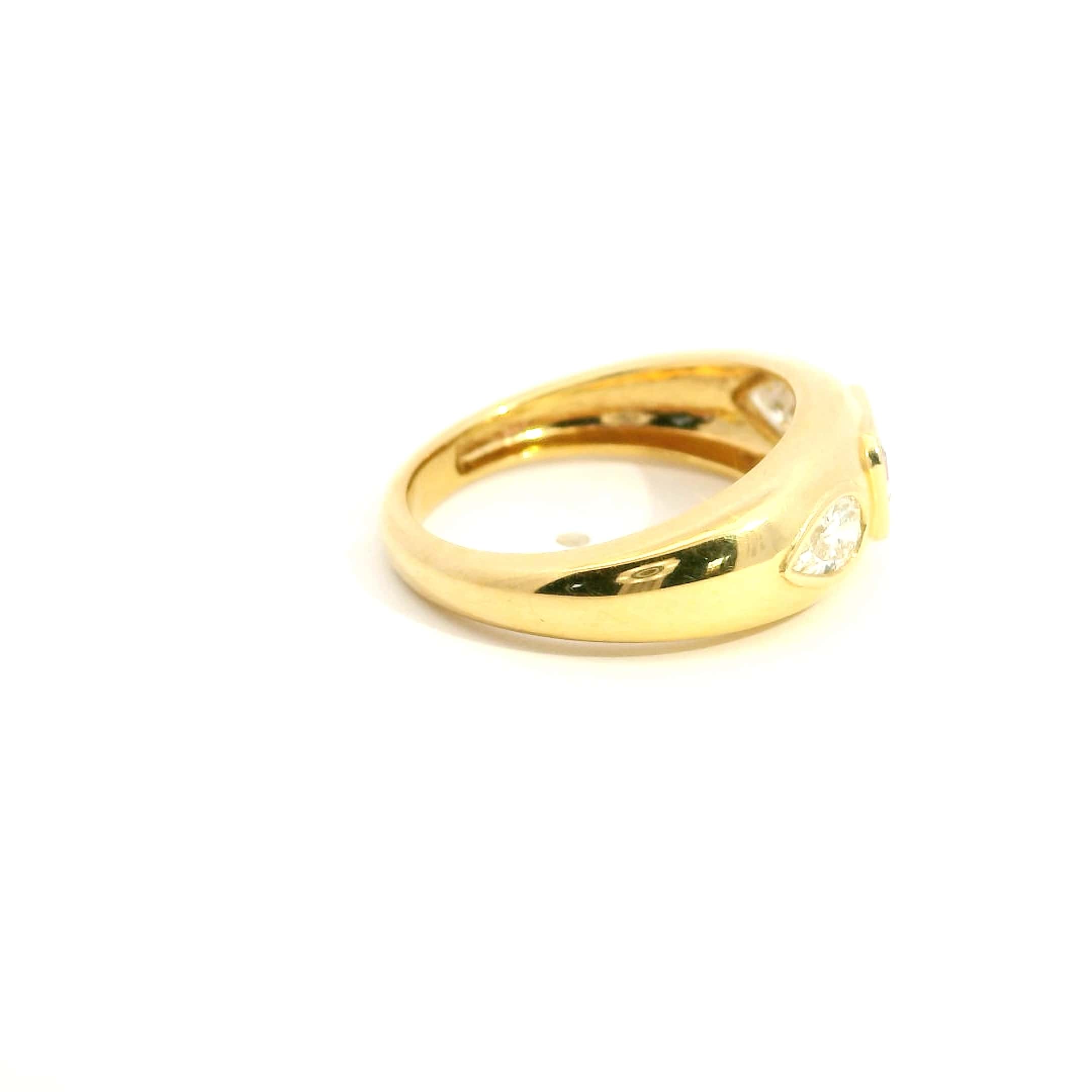 Rings 14K & 18K Gold Emerald Cut Pink Sapphire & Diamond Dome Ring