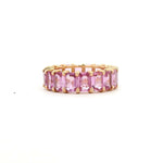 Rings 14K & 18K Gold Emerald Cut Pink Sapphire Eternity Band, Large