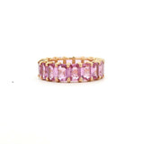 Rings 14K & 18K Gold Emerald Cut Pink Sapphire Eternity Band, Large