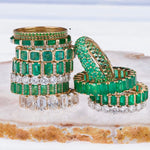 Rings 14K & 18K Gold Emerald Eternity Ring, Bezel Set