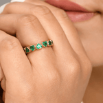 Rings 14K & 18K Gold Emerald Heart Eternity Band, Bezel Set