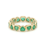 Rings 14K & 18K Gold Emerald Heart Eternity Band, Bezel Set