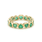 Rings 14K & 18K Gold Emerald Heart Eternity Band, Bezel Set